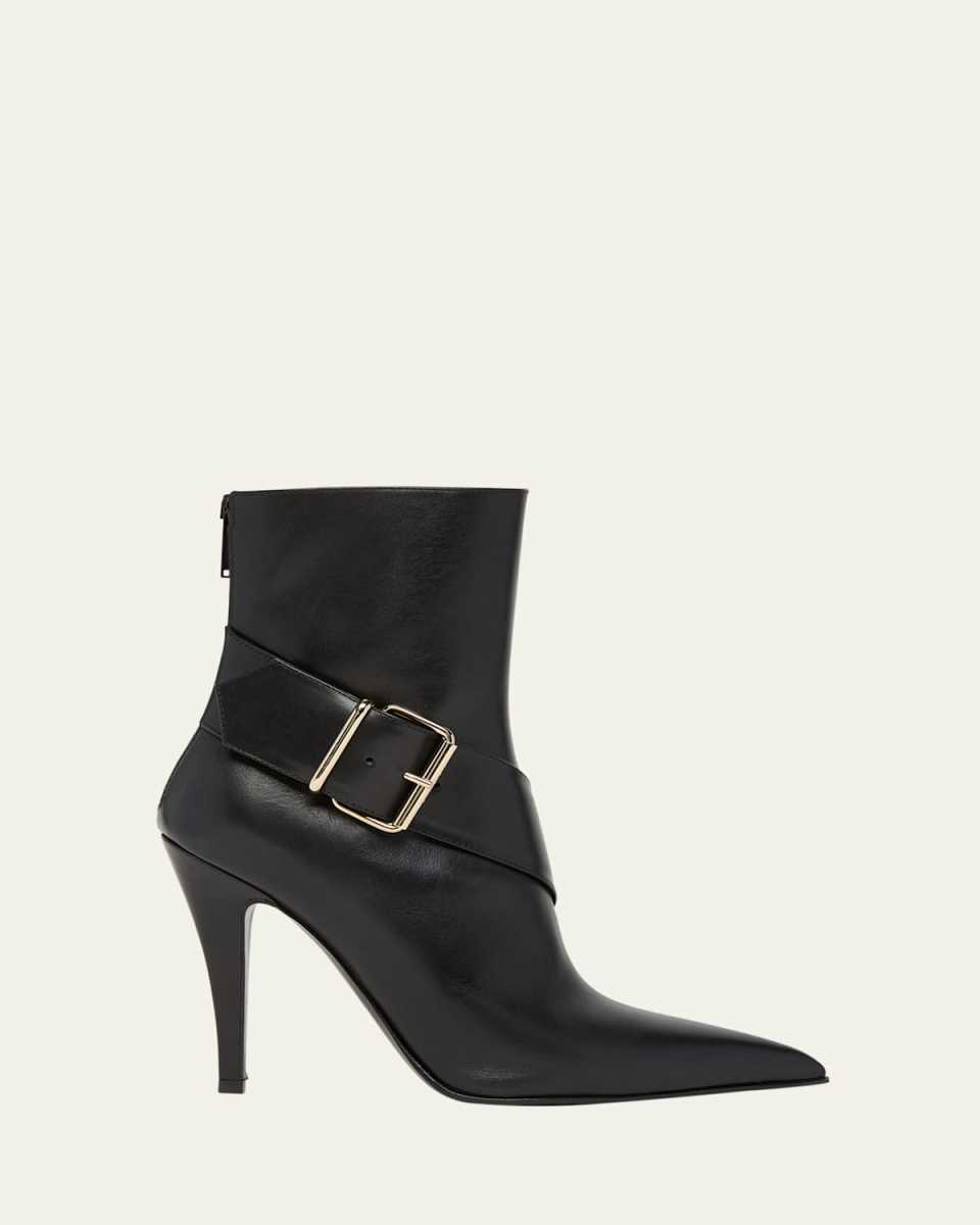 Heron Buckle Leather Ankle Boots